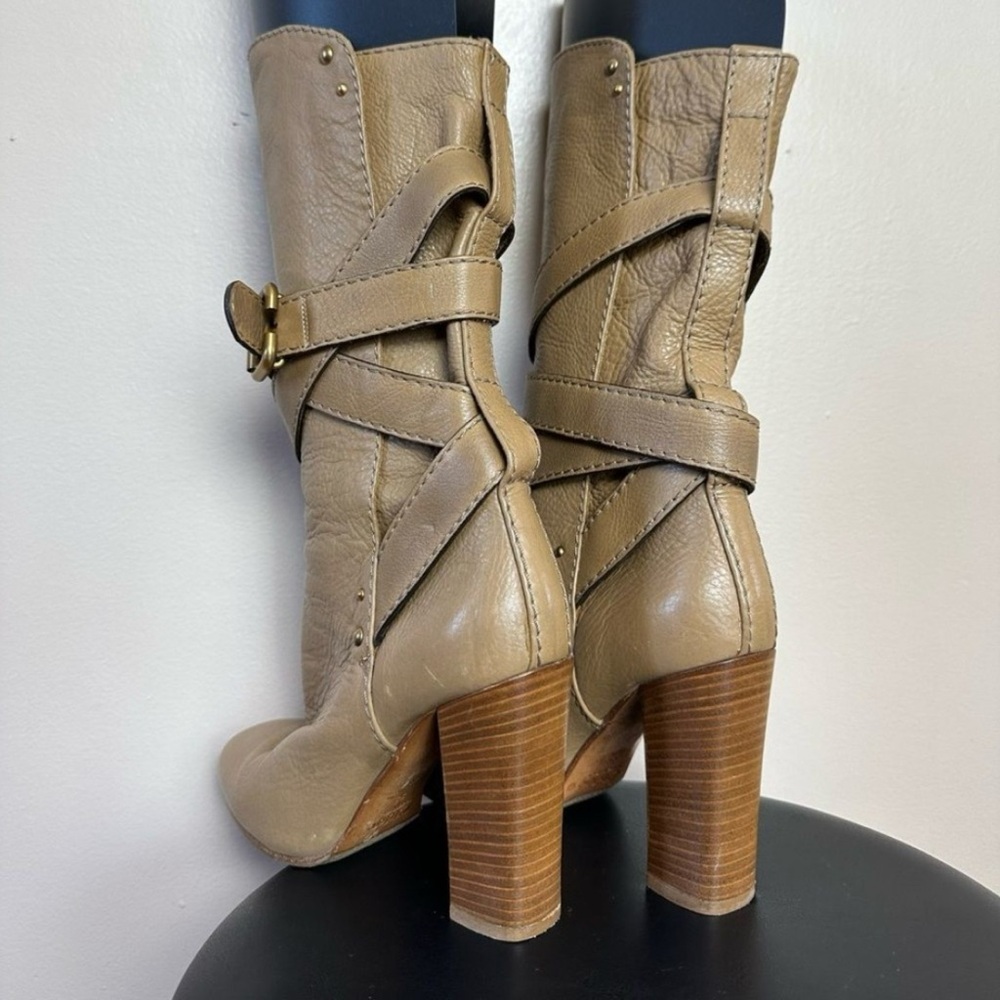 CLEARANCE! Tan Chloé Paddington Leather Heeled Buckle Boots Size 8 EUC - Picture 5 of 7